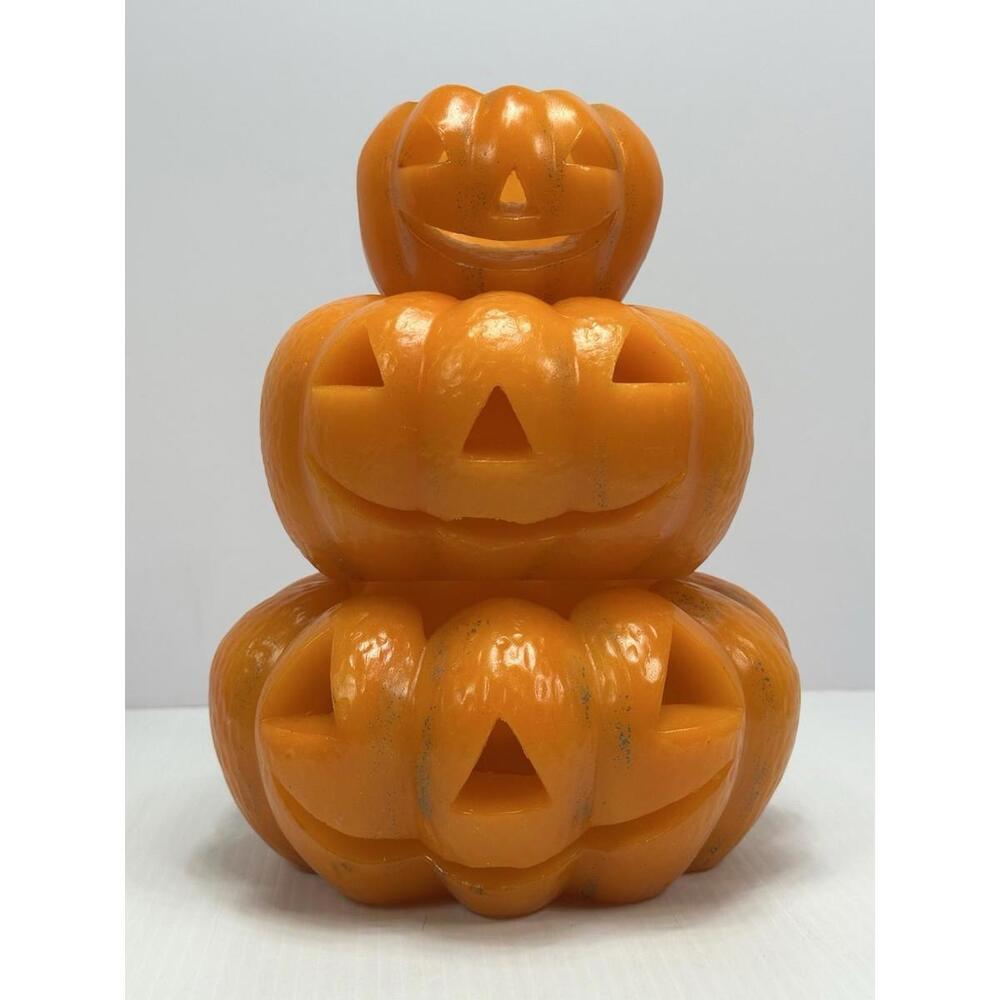 3 VTG Wax Jack o lantern Halloween Pumpkin Luminary Electric Tea Light Holder